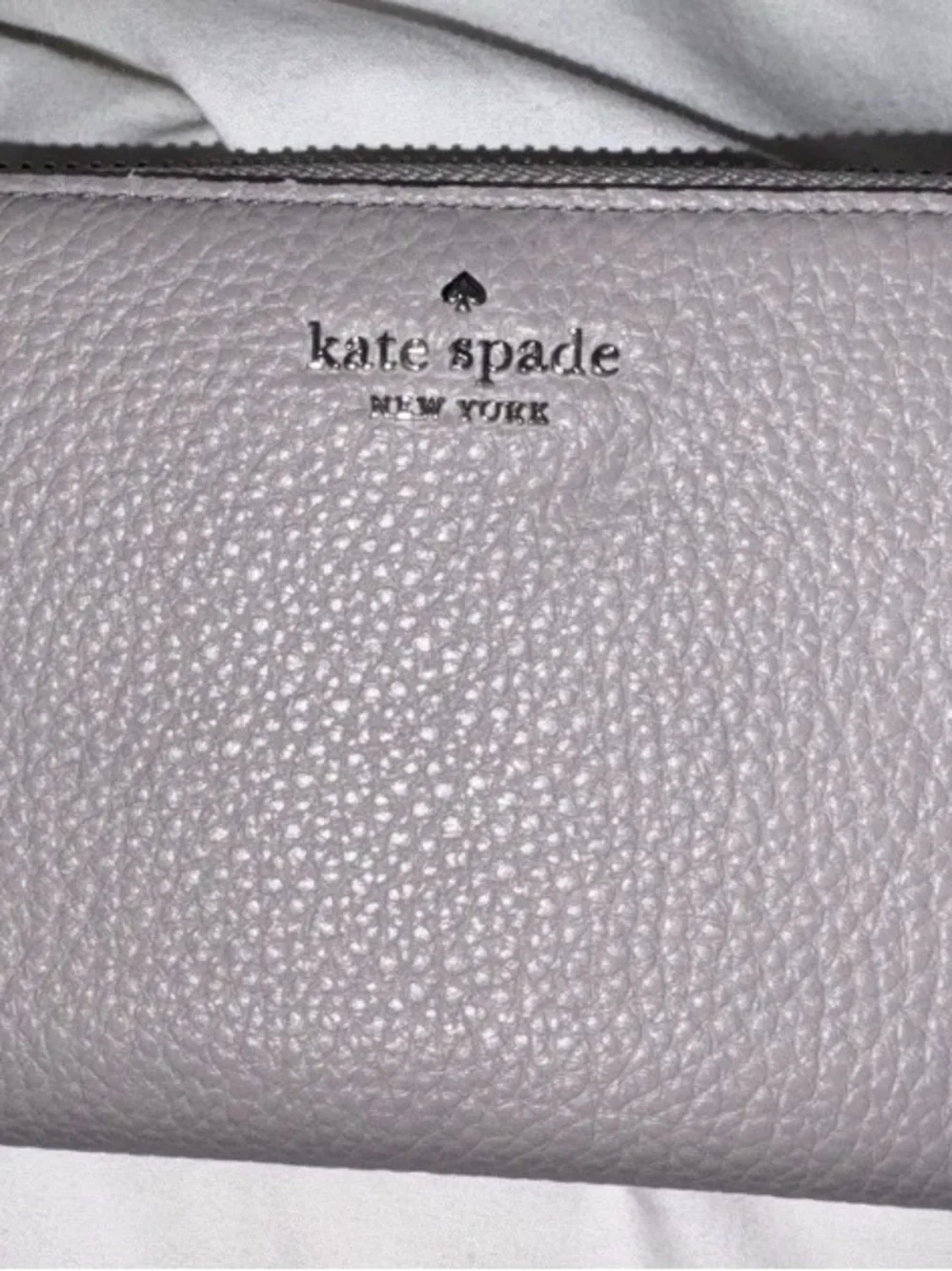 kate spade Light Gray Leather Zip Around Wallet